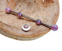 Body Clickers Deluxe Multi Lavender Opal Moon industrial scaffold piercing in 14g with a 32mm gauge, showcasing a colorful moon design.