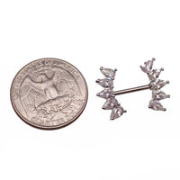 Steel CZ Cluster Nipple Piercing in 14g with 12mm length, featuring a shiny cluster design from Body Clickers.