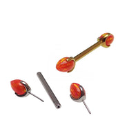 Titanium push fit nipple piercing with orange bullet cones, 16G, 12mm, by Body Clickers, featuring a sleek, modern design.
