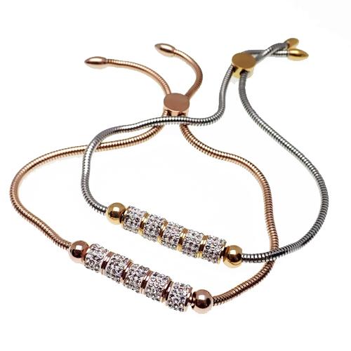 Rose gold Steel Multi Crystal Adjustable Bracelet by Body Clickers featuring sparkling crystals and a sleek, modern design.
