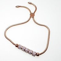 Rose gold Steel multi-crystal adjustable bracelet by Body Clickers featuring sparkling crystals and a sleek design.