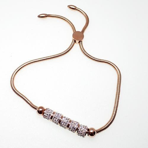 Rose gold Steel multi-crystal adjustable bracelet by Body Clickers featuring sparkling crystals and a sleek design.
