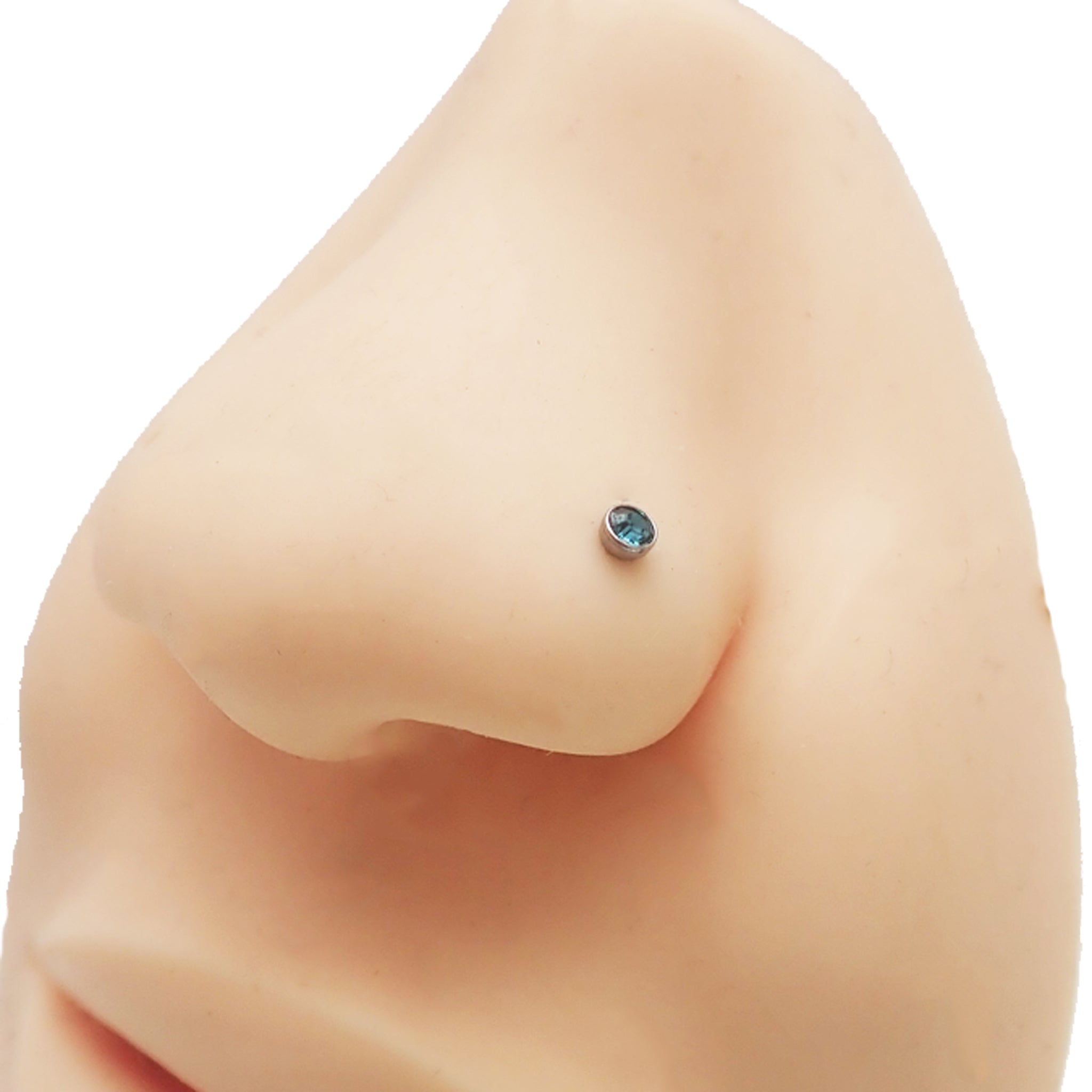 Set of 9 Body Clickers Opal and CZ steel nose studs in 20g with various designs, perfect for fashionable nose piercings.
