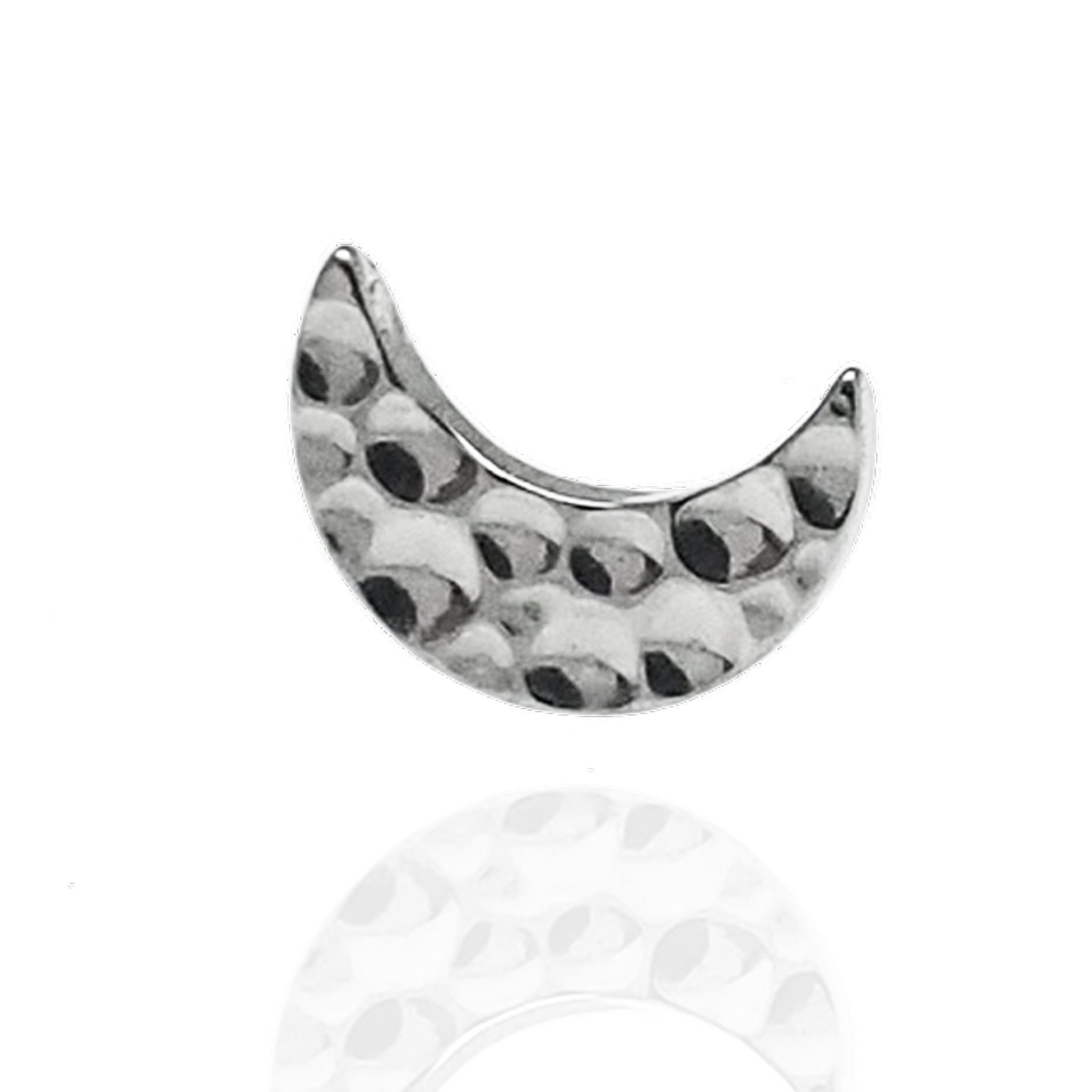 Hammered Moon Titanium Top Only earrings by Body Clickers, flat back design in 16g and 14g titanium with hammered finish.