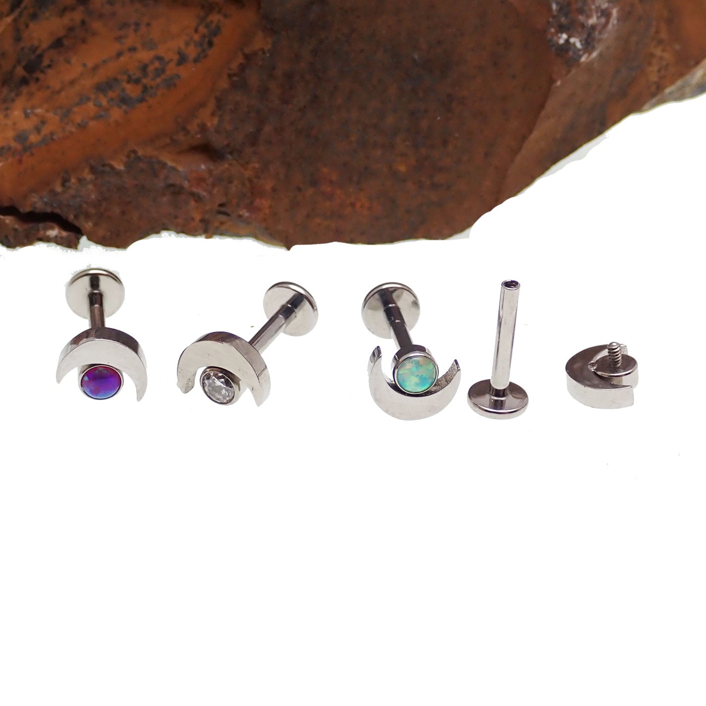 Moon Design Flat Back Piercing- Internally Threaded 0.9mm Thread