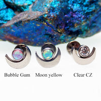 Moon Design Flat Back Piercing- Internally Threaded 0.9mm Thread