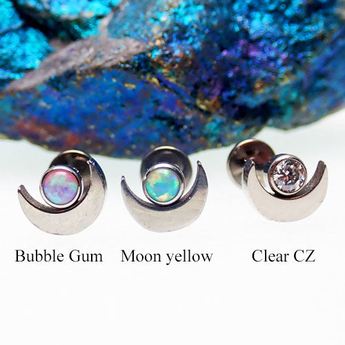 Moon Design Flat Back Piercing- Internally Threaded 0.9mm Thread