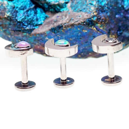 Moon Design Flat Back Piercing- Internally Threaded 0.9mm Thread