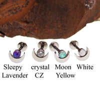 Moon Design Flat Back Piercing- Internally Threaded 0.9mm Thread