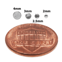 Titanium flat back push fit disc by Body Clickers, 2mm top view showing smooth titanium surface.