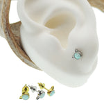 White Fire Opal Cat Titanium Earrings