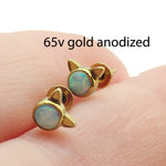 White Fire Opal Cat Titanium Earrings