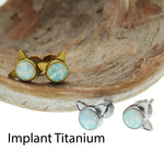 White Fire Opal Cat Titanium Earrings