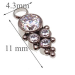 Titanium Charm CZ Beaded Cluster