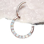 Cabochon 14k Solid White Gold Opal Clicker 16g