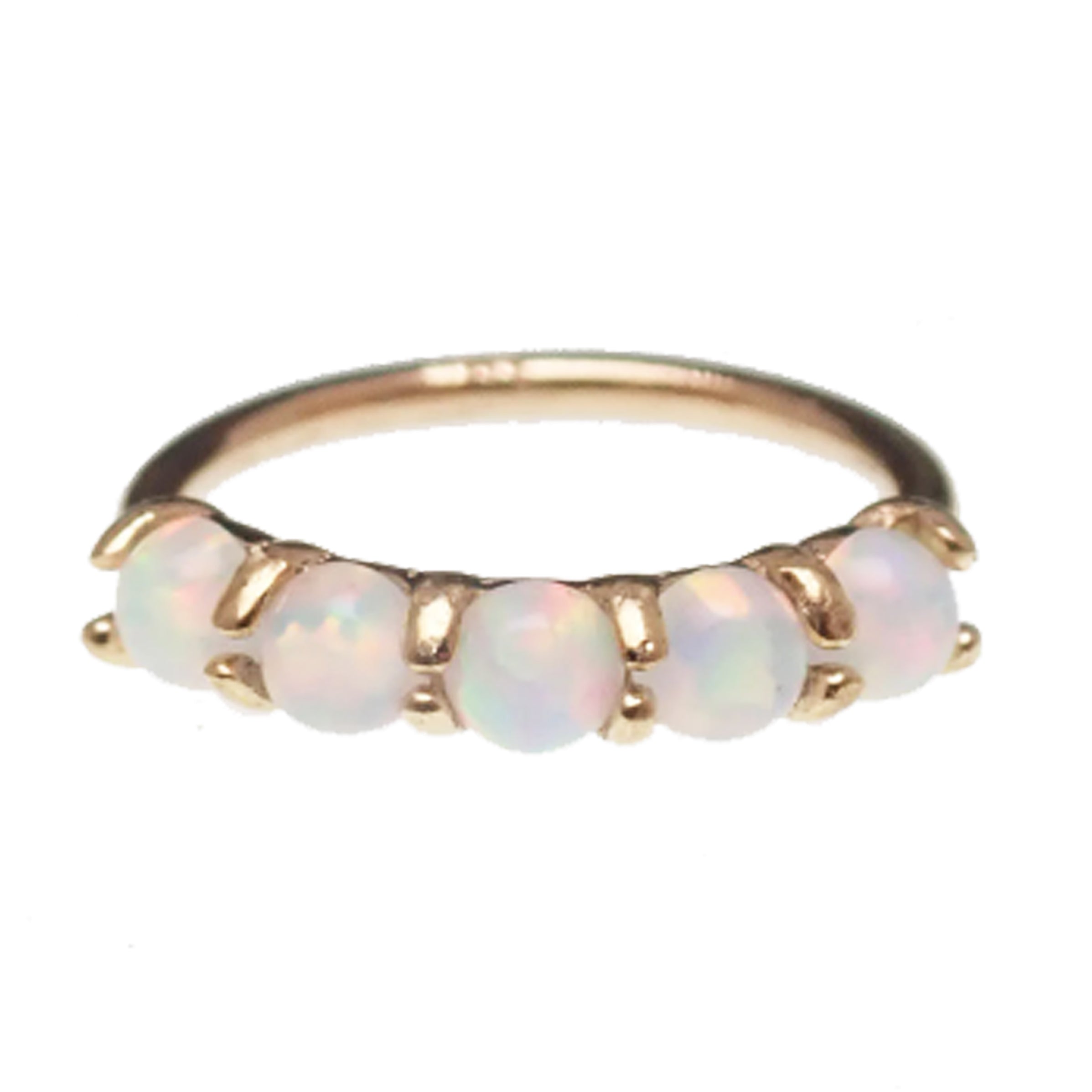 14k Gold Opal Prong 20g Hoop Ring