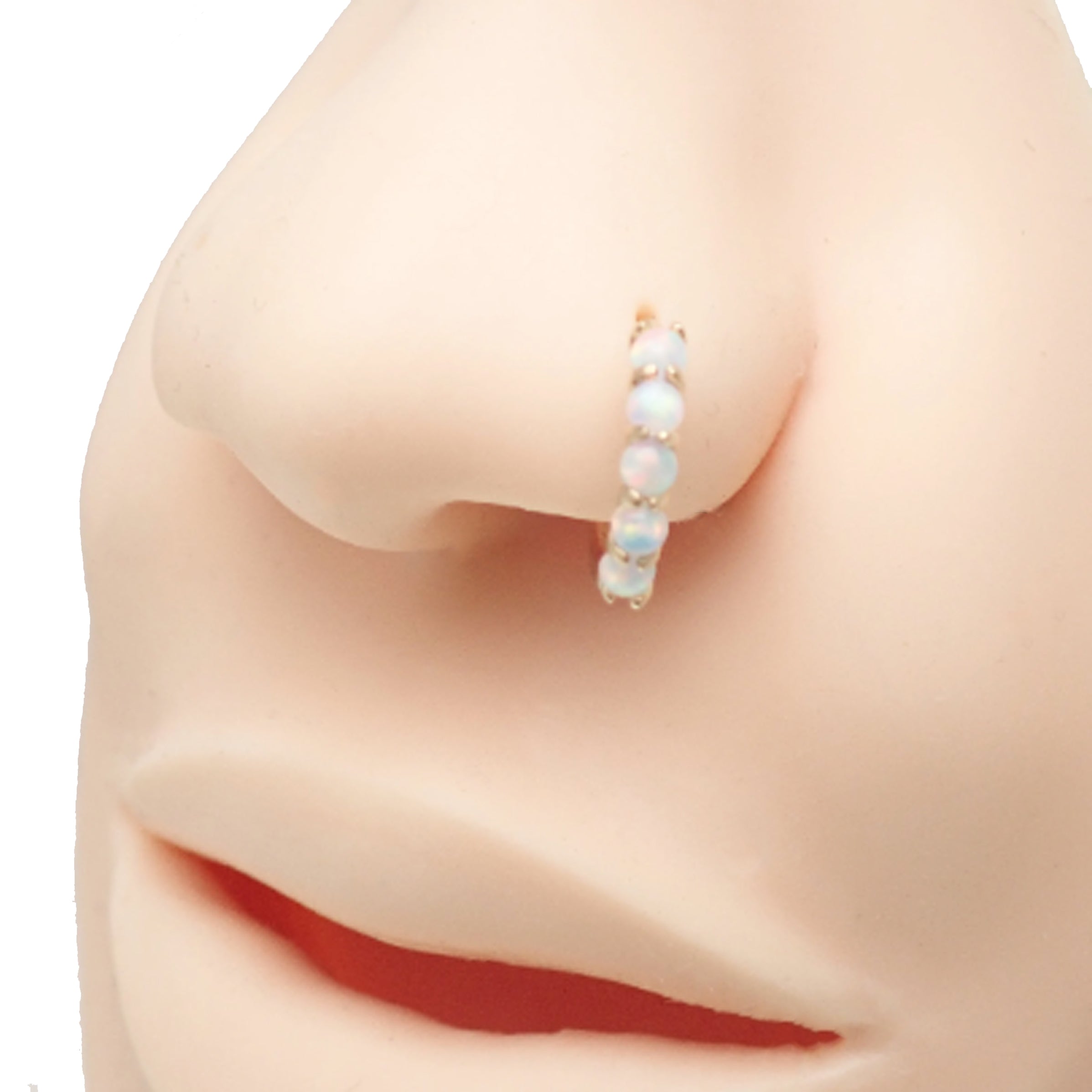 14k Gold Opal Prong 20g Hoop Ring