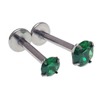 Emerald Green CZ Flatback Earring - 18g, 16g, 14g