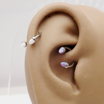 Horseshoe Piercing with 3mm Spiked Opal Cone Ends 16g