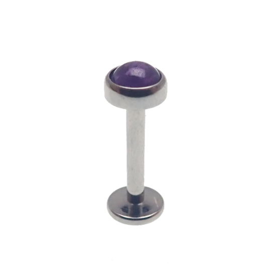 Amethyst / Cloudy Moonstone Titanium Flatback Piercing 14g