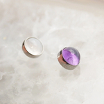 Amethyst / Cloudy Moonstone Titanium Flatback Piercing 14g