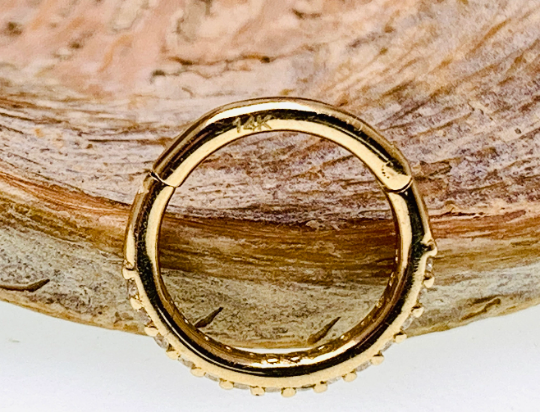 CZ 14k Gold 16g Hinged Clicker Ring