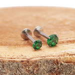 Emerald Green CZ Flatback Earring - 18g, 16g, 14g