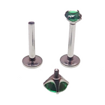 Emerald Green CZ Flatback Earring - 18g, 16g, 14g