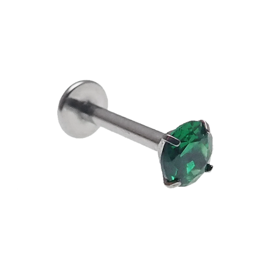 Emerald Green CZ Flatback Earring - 18g, 16g, 14g