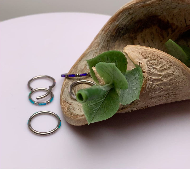Opal Bezel Set Titanium Clickers 16g