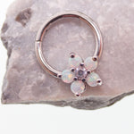 Flower Opal Clicker hoop 8mm 16g