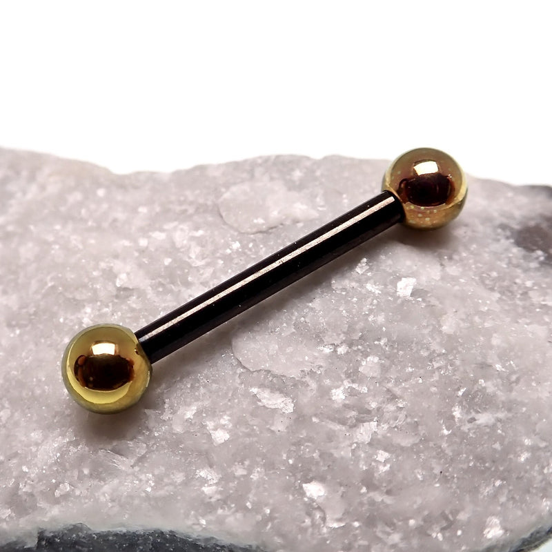 14g Titanium Black & Rose Gold Barbell - pure piercings
