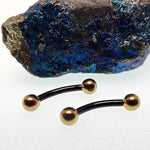 16g Black & Gold Titanium Curved Barbell Ring - pure piercings
