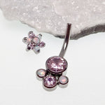 Titanium Opal & Swarovski Flower Belly ring - pure piercings