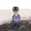 14G Titanium Internally Threaded Flat Opal Top Lip / Ear Ring - pure piercings
