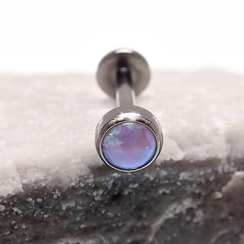 14G Titanium Internally Threaded Flat Opal Top Lip / Ear Ring - pure piercings
