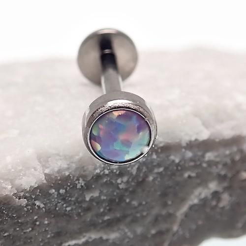 14G Titanium Internally Threaded Flat Opal Top Lip / Ear Ring - pure piercings