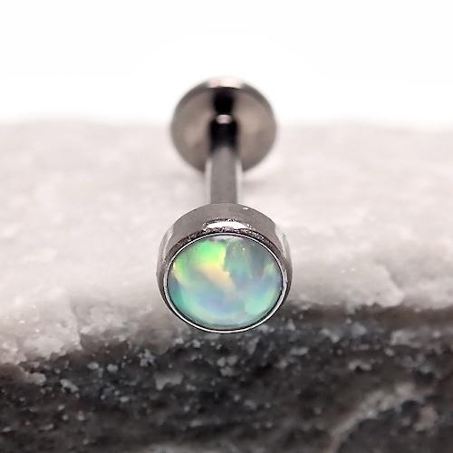 14G Titanium Internally Threaded Flat Opal Top Lip / Ear Ring - pure piercings