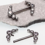 14g Titanium Swarovski Crystal Gem Stone Cluster Nipple Rings - pure piercings