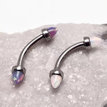 16g Cabochon Opal Spiked Cone Curved Barbell - pure piercings