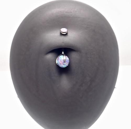 14g Implant Titanium Lavender Cabochon Opal Prong Set Belly Bar Ring - pure piercings