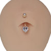 CZ Heart 14k Gold Belly Bar 14g - Body Clickers Body Jewelry