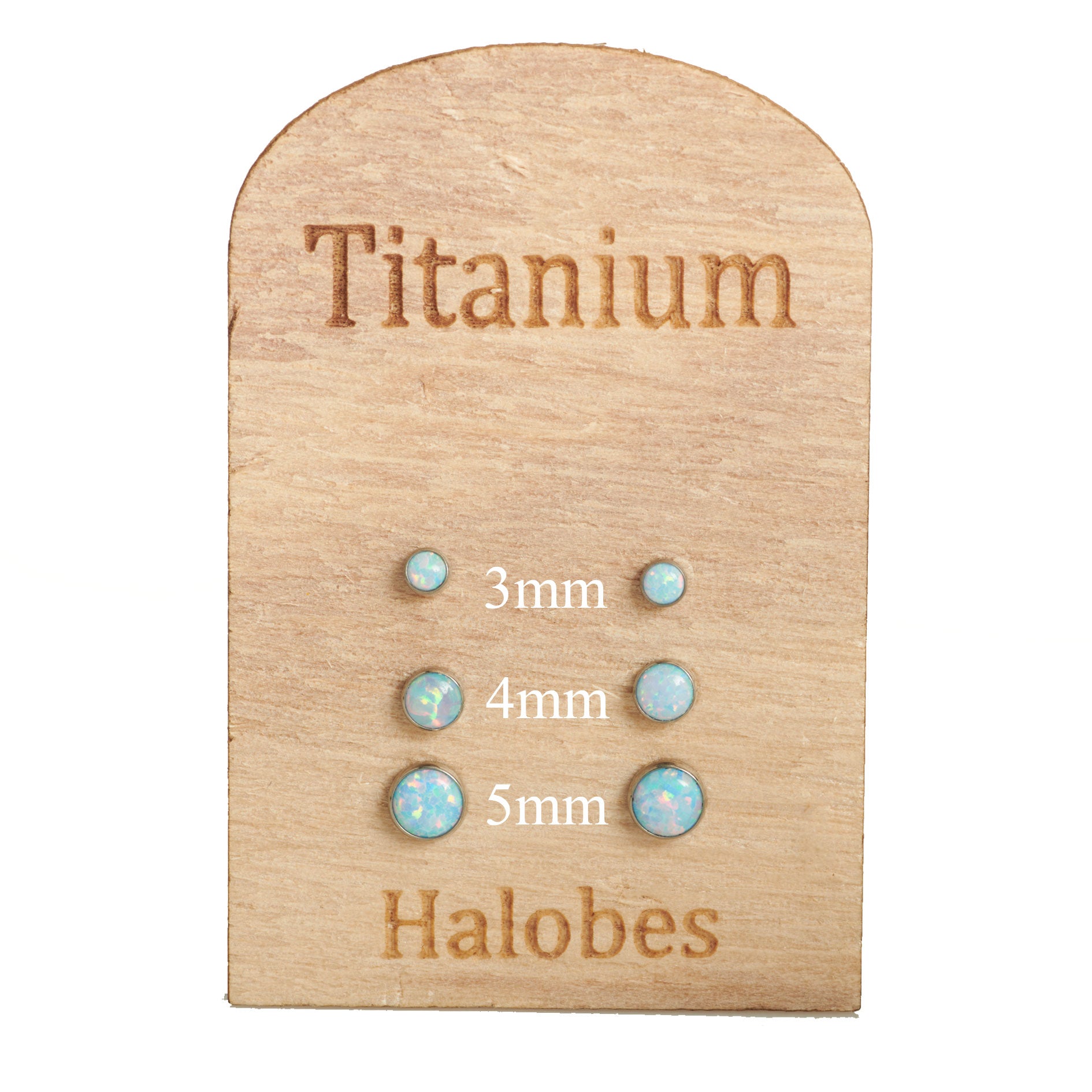Blue opal cornflower implant titanium earrings for body jewelry, 20g, by Halobes, featuring a 3mm design.