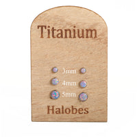 Halobes titanium implant earrings with multi-lavender opal accents, 20g body jewelry for pierced ears, sleek and modern design.