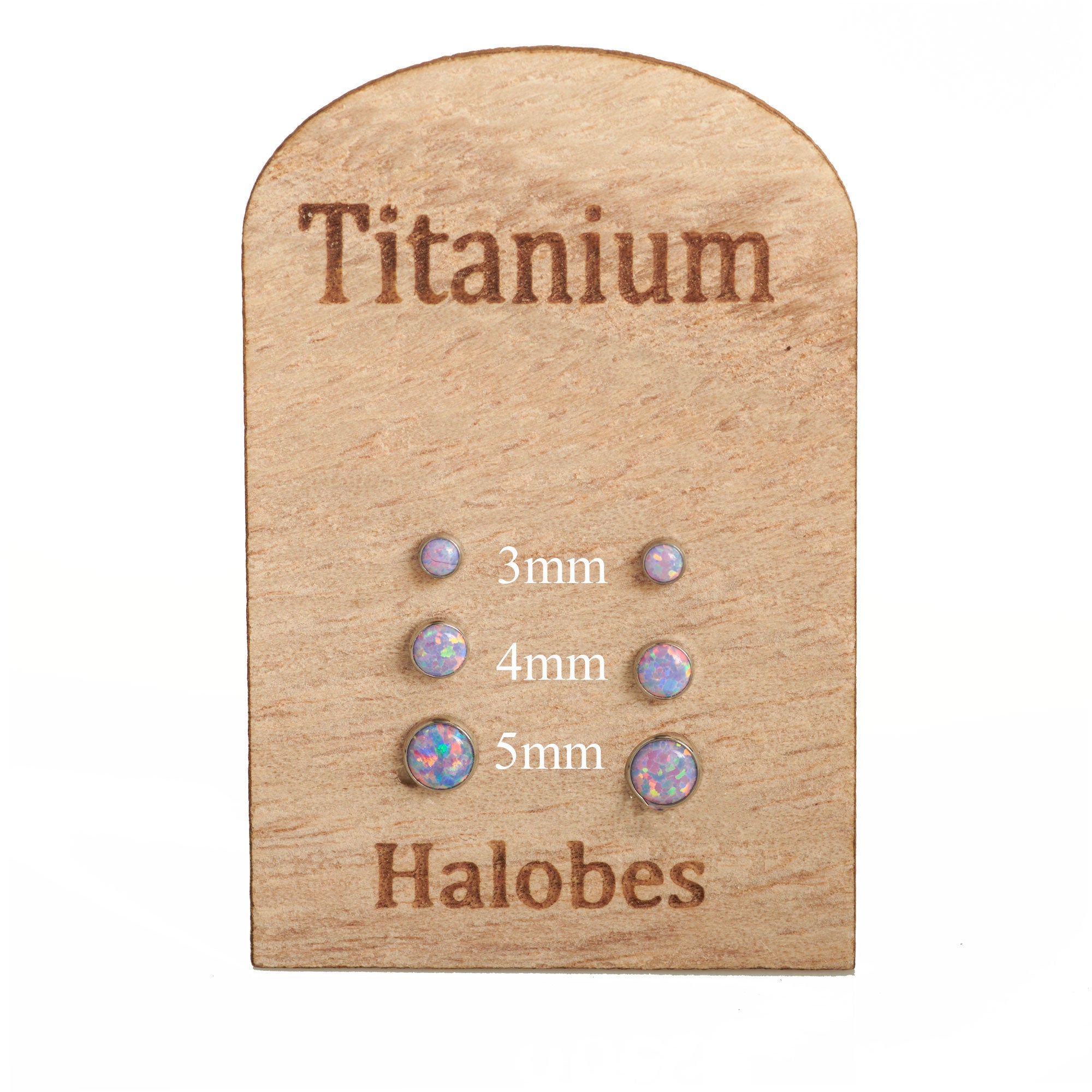 Halobes titanium implant earrings with multi-lavender opal accents, 20g body jewelry for pierced ears, sleek and modern design.