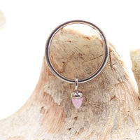 Halobes body jewelry charm featuring a pink opal cone design, suitable for up to 10g hoops, with a bubblegum pink finish.