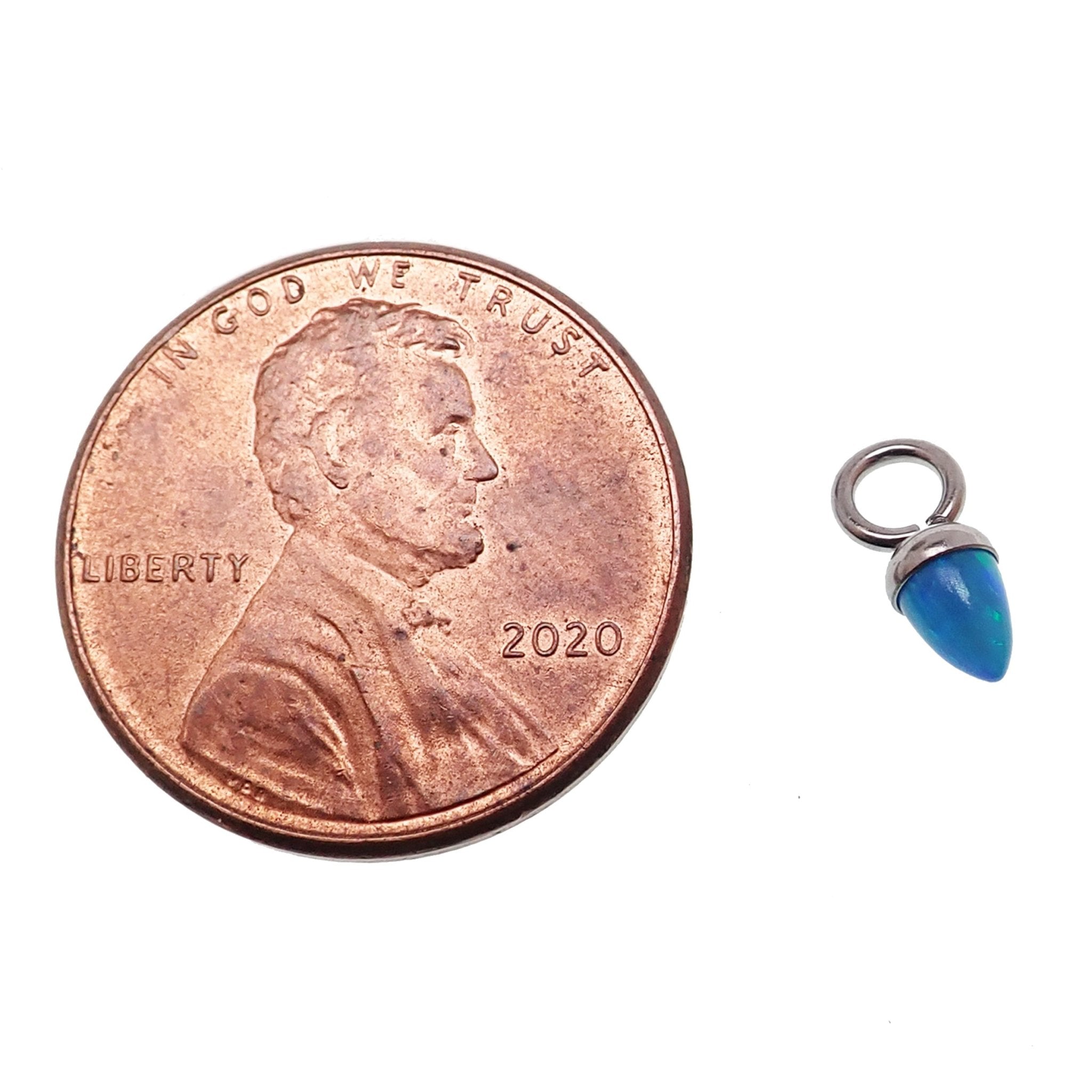 Halobes Body Jewelry Charm with pink opal cone, fits up to 10g hoops, vibrant bubblegum pink color, stylish and eye-catching.