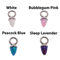 Pink Halobes Charm Opal Cone for body jewelry, fits up to 10g hoops, colorful and decorative body jewelry accessory.
