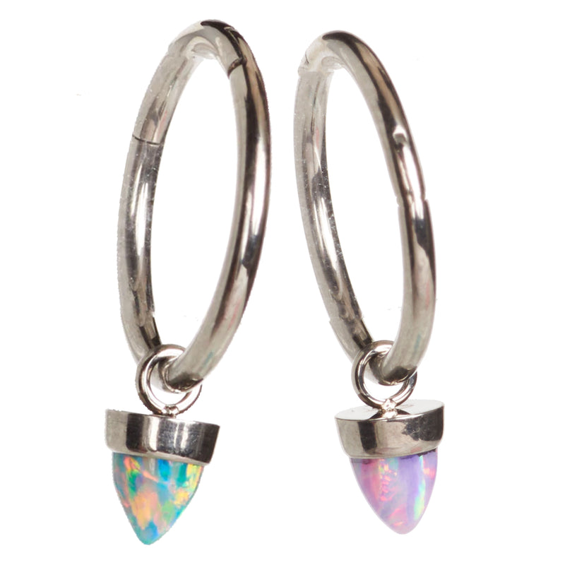 Halobes Opal Cone body jewelry charm with moon design, featuring a yellow opal stone, for elegant body adornment.