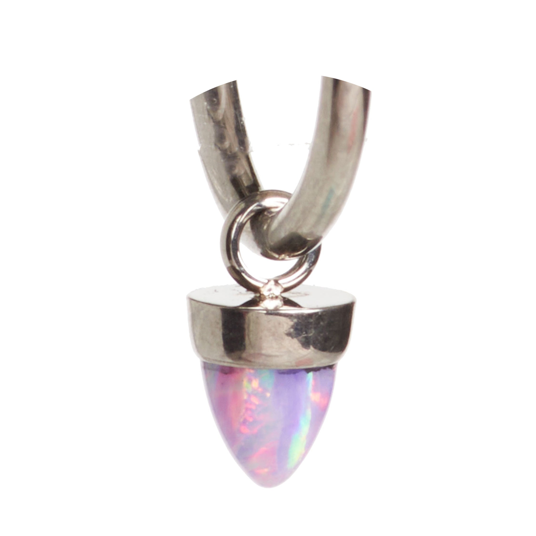 Halobes Opal Cone body jewelry charm featuring a moon-shaped yellow opal gemstone, designed for stylish body jewelry.